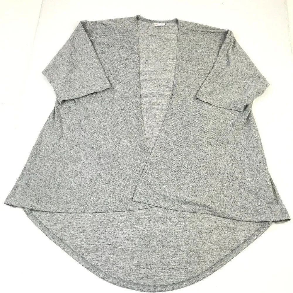 Lularoe Womens Cardigan Gray Open Front 3/4 Sleeve Stretch Knit Sweater S Small